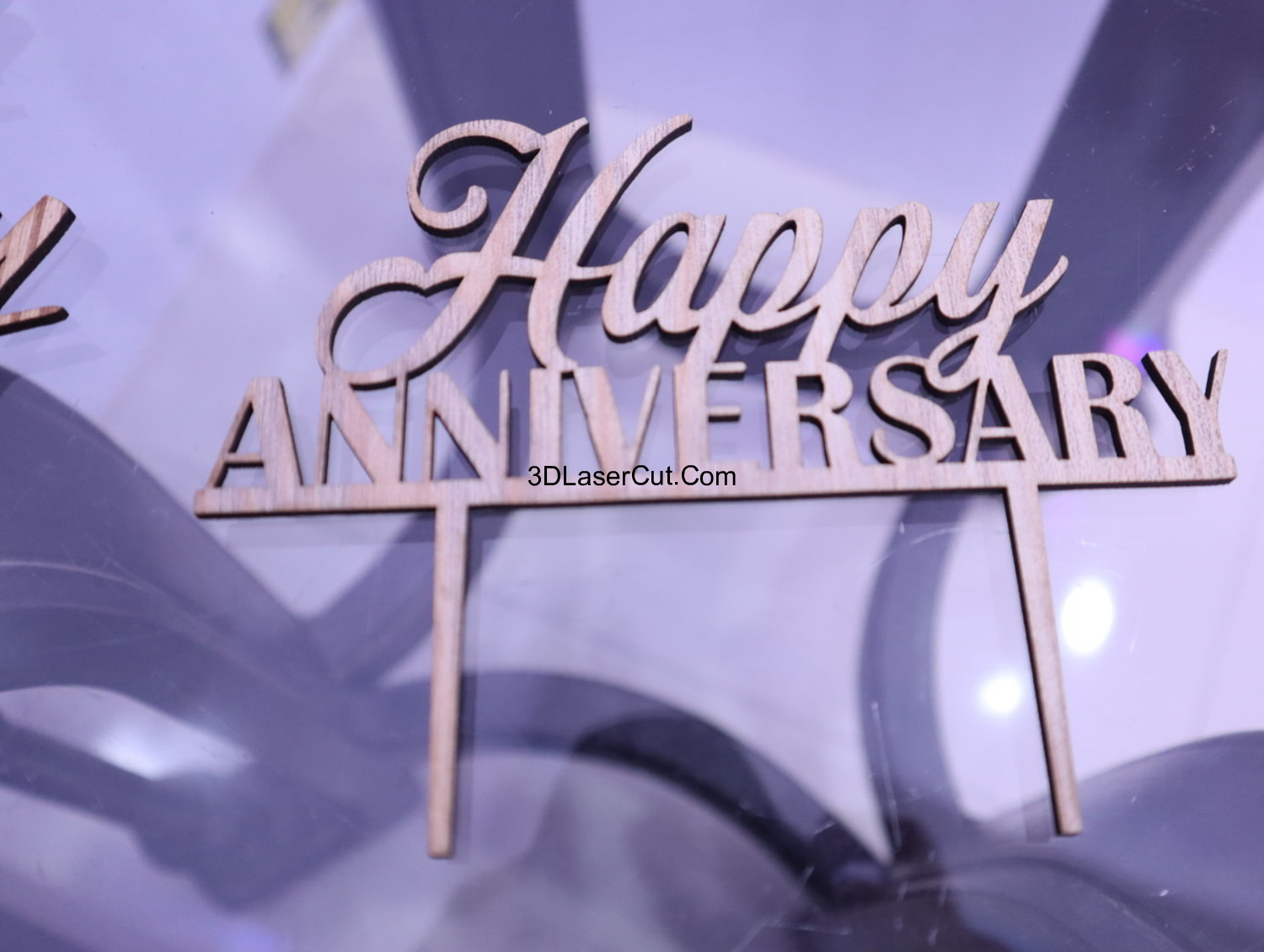 Laser Cut Happy Anniversary Cake Topper Free Vector