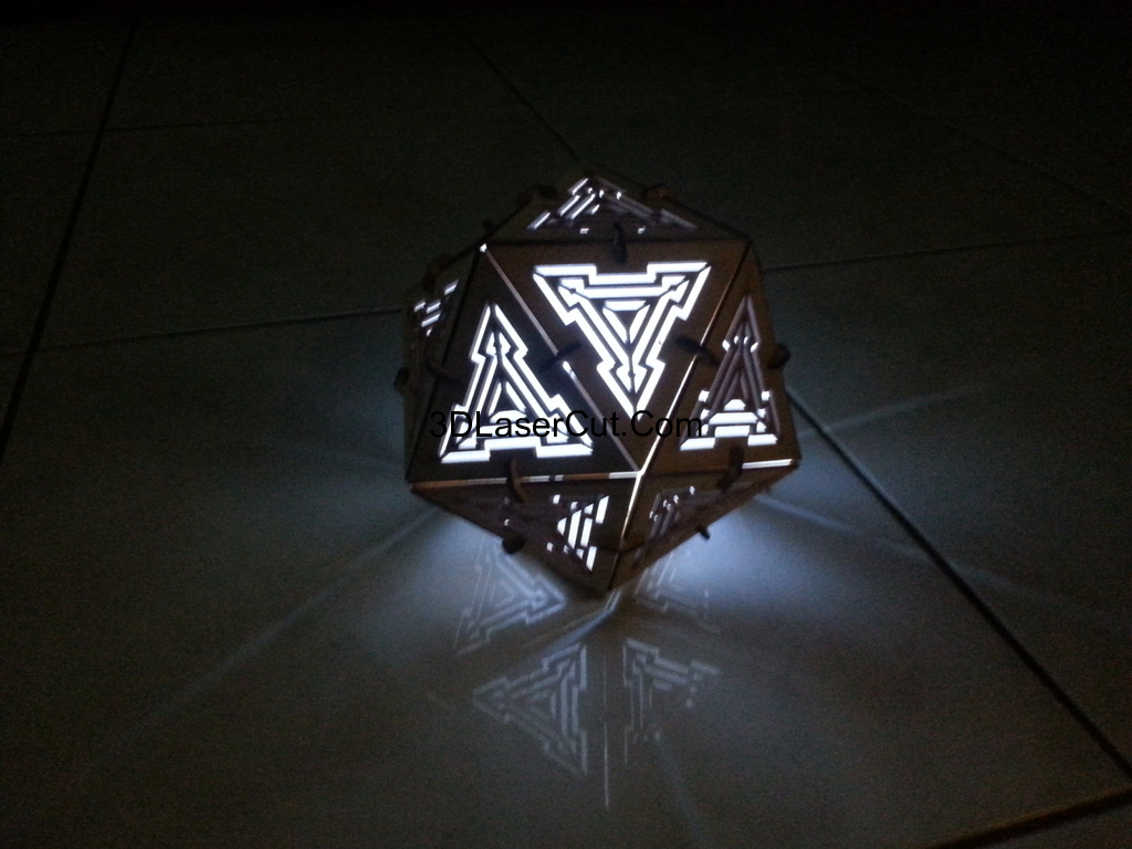 Laser Cut Icosahedron Lamp 3mm Free Vector