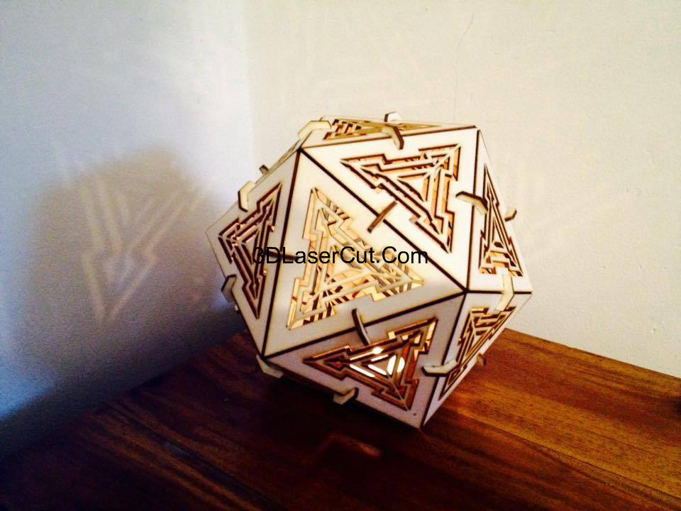 Laser Cut Icosahedron Lamp 3mm Free Vector