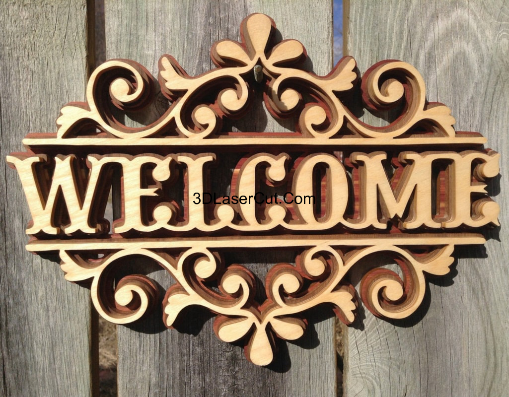 Laser Cut Layered Welcome Sign Free Vector