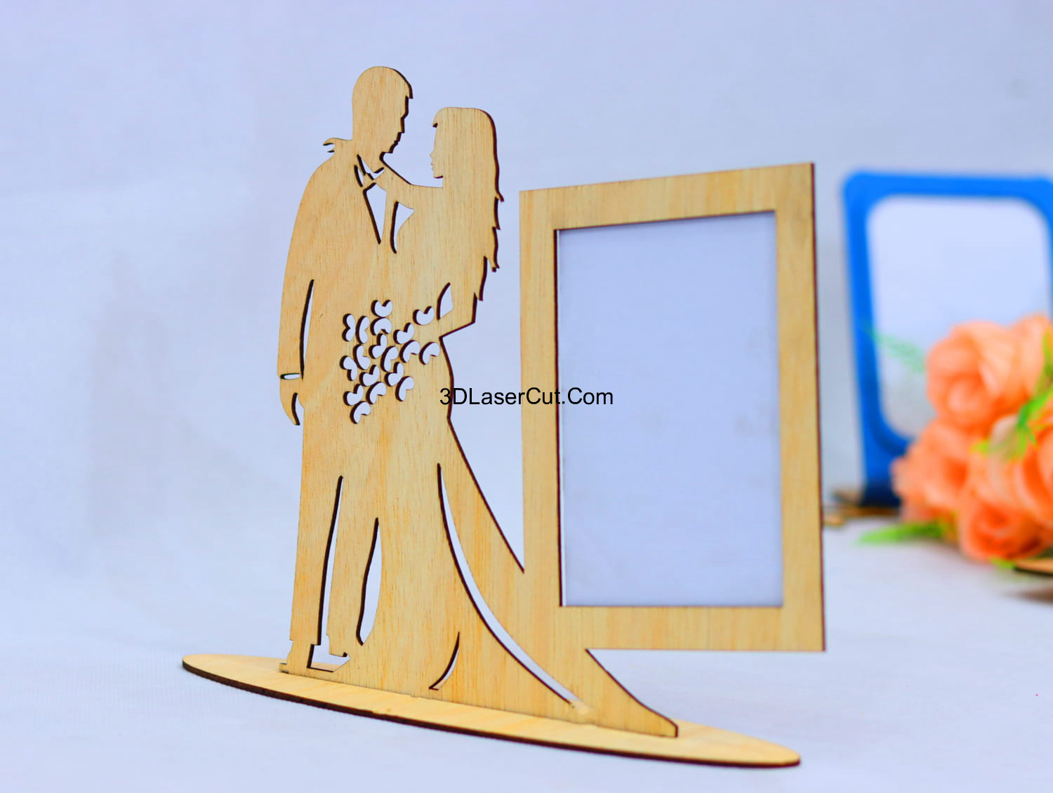 Laser Cut Wedding Photo Frame 3mm Free Vector