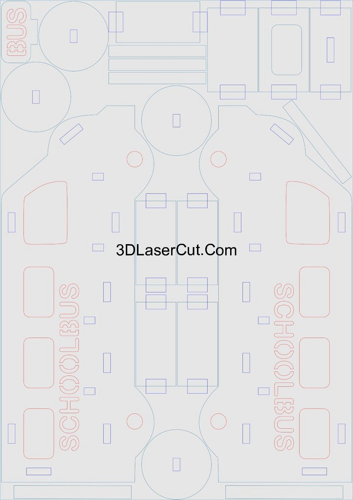 Laser Cut Wooden School Bus Toy DXF File